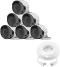 Wisenet SDC-89445BF/89447BF 5MP CCTV Surveillance Weatherproof Bullet Security Camera 82ft IR Distance Plastic Housing 3.6mm Lens 104° Wide Angle (Six Pack)