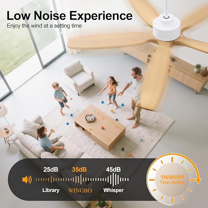 WINGBO 54" Ceiling Fan with Light