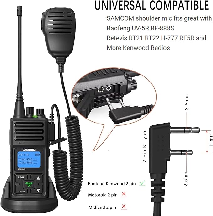 SAMCOM Two Way Radio with Shoulder Speaker Mic, 5W High Power 2 Way Radios Long (4 Packs)