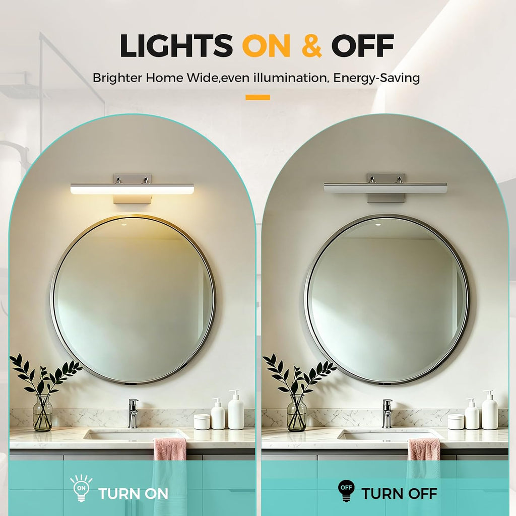Brushed Nickel Vanity Light, 15.7” Dimmable LED Bathroom Light Bar with 5CCT, Adjustable Angle – Modern Wall Lighting for Bathroom, Powder Room, Bedroom, Apartment, Hotel