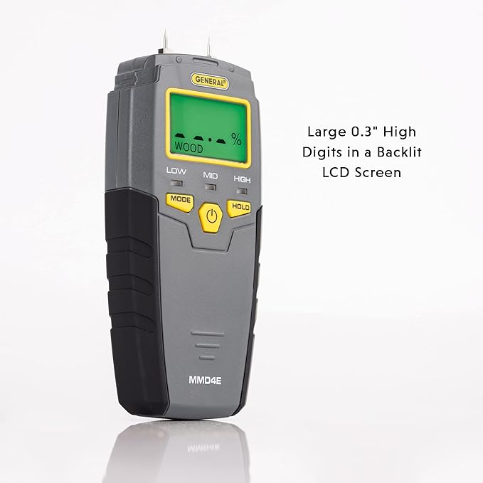 General Tools MMD4E Digital Moisture Meter, Water Leak Detector, Moisture Tester