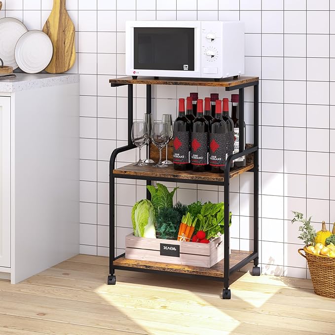 Arbuxzuy Printer Stand with Storage Shelf, 3 Tier Printer Cart with Wheels