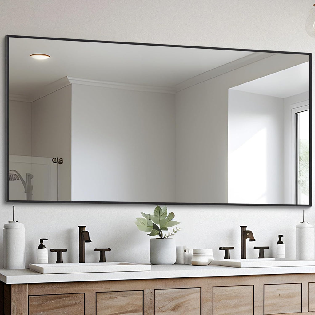 Black Bathroom Mirror for Wall, 30x60 Inch Rectangle Mirrors