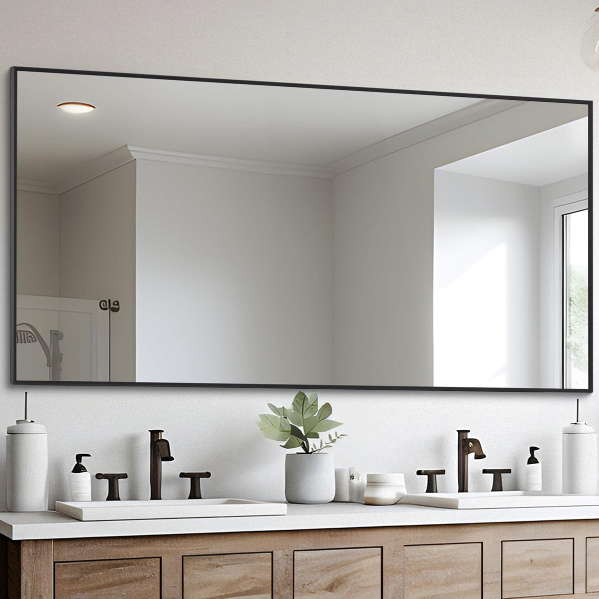 Black Bathroom Mirror for Wall, 30x60 Inch Rectangle Mirrors