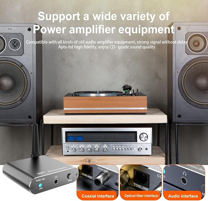 Bluetooth 5.2 Receiver Adapter for Old Home Stereo Receiver Speakers, Wireless