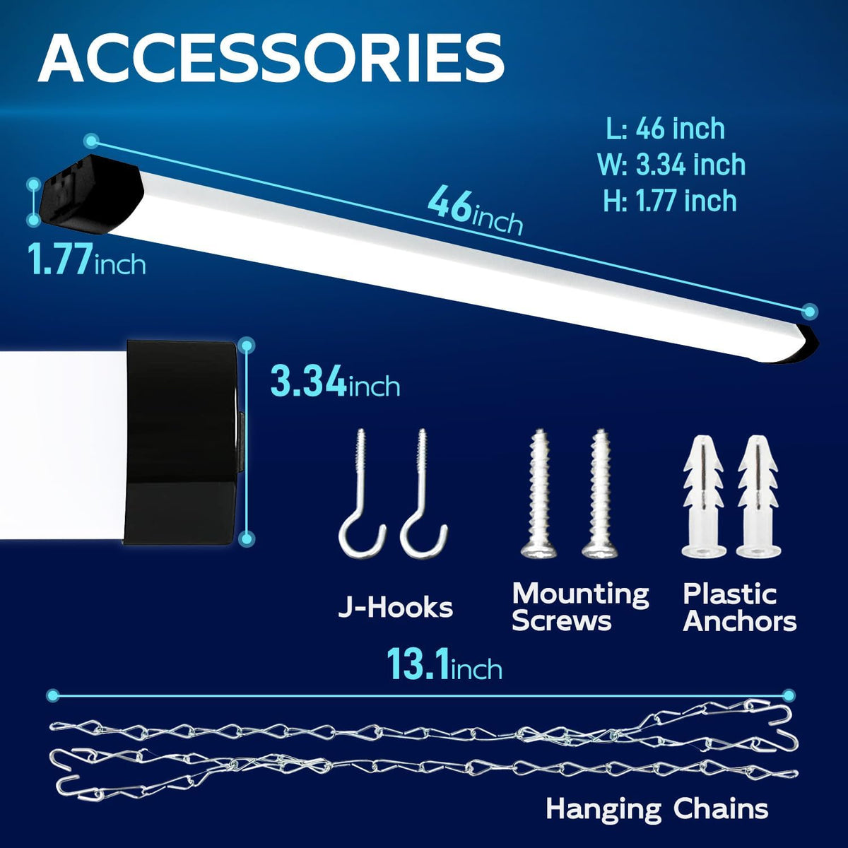 hykolity 4FT 120W LED Shop Light Linkable, 5000K Utility Shop Lights