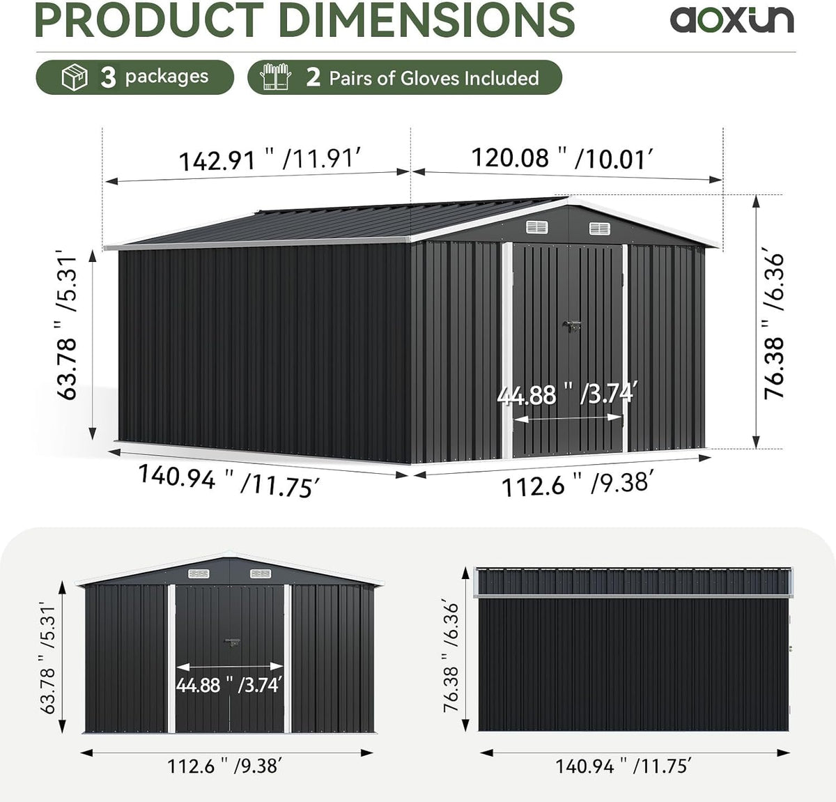 aoxun 10x12 ft shed outdoor storage shed with shown in use