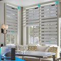 DENFOON Motorized Zebra Blinds, Solar Powered Dual Layer Automatic Shades