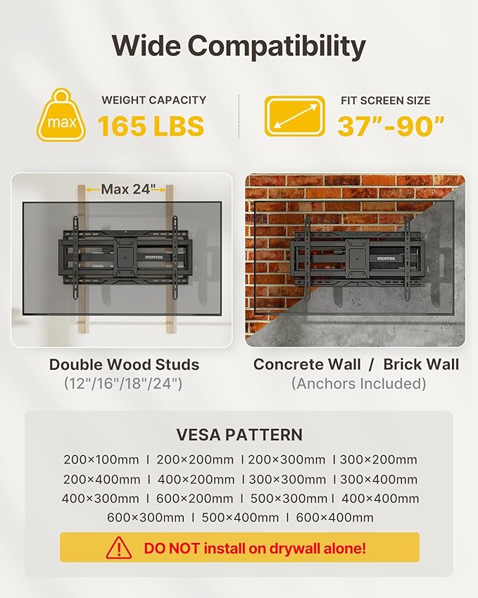 monTEK Heavy Duty TV Wall Mount