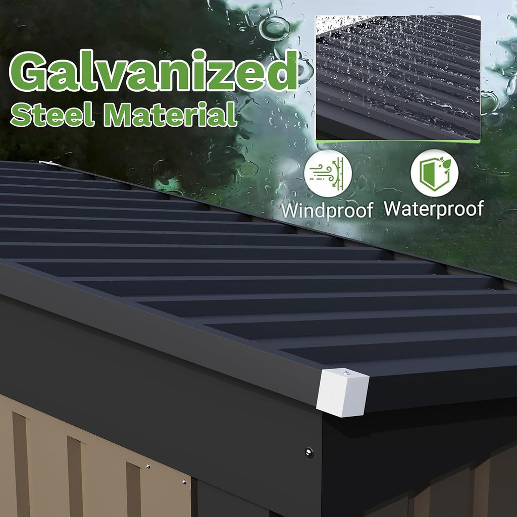 furniwell 5x3 ft outdoor storage shed, metal garden, close-up detail