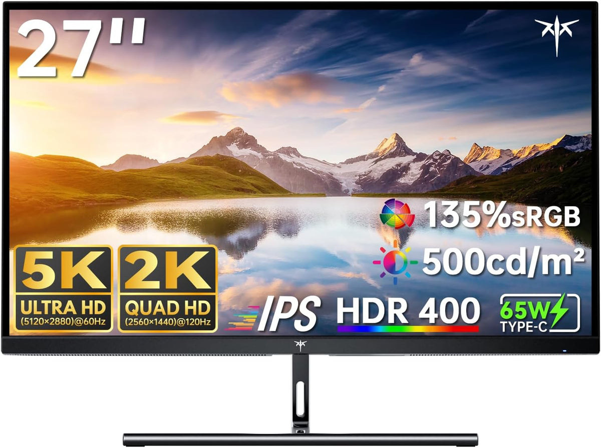 KTC 5K Monitor 27 Inch: Dual Mode 5K @60Hz / 2K@160Hz Computer Monitor