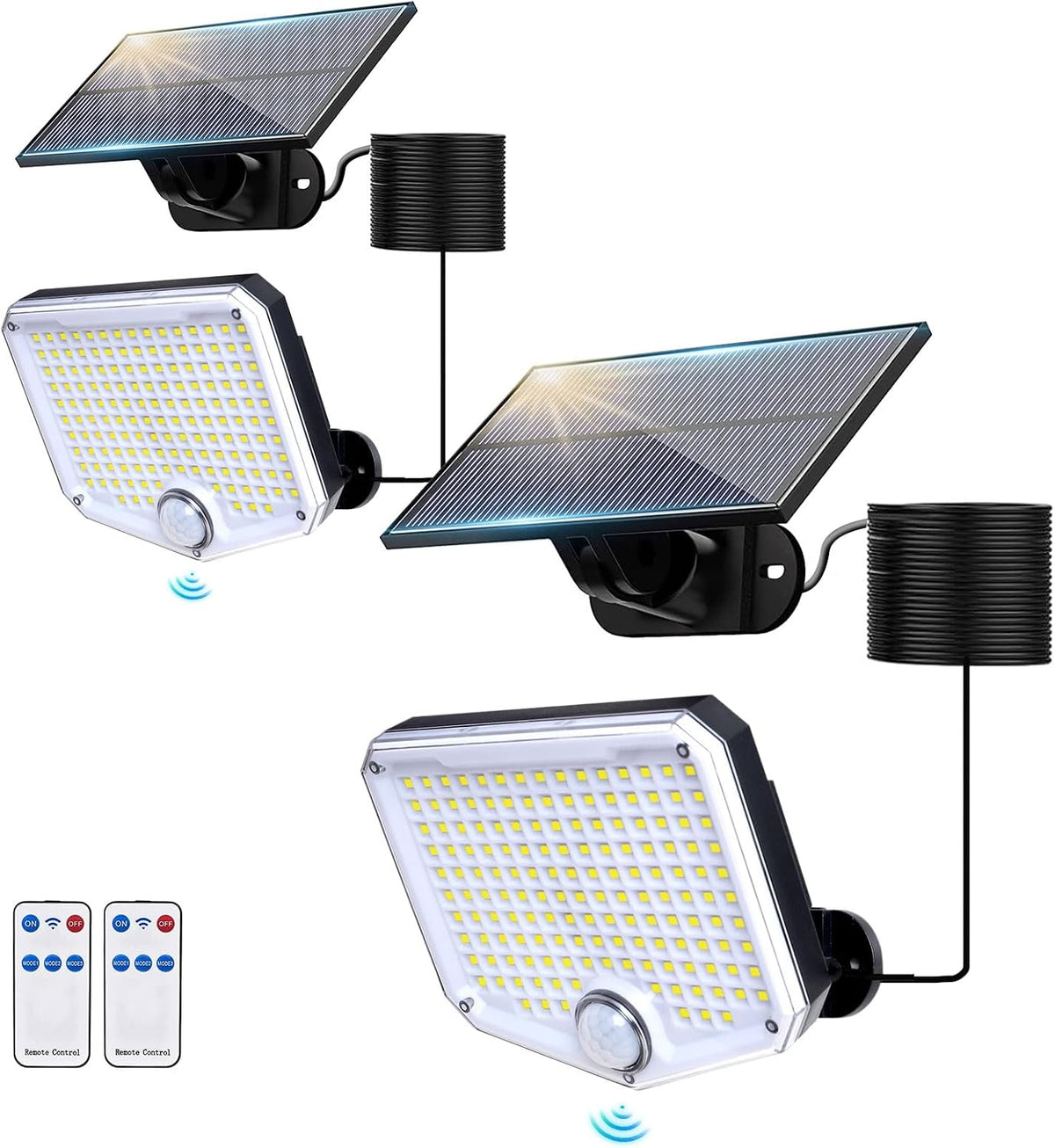 JumJam 153 LED Solar Wall Lights, 180°Beam Angle Solar Security Lights Outdoor (2 Pack)