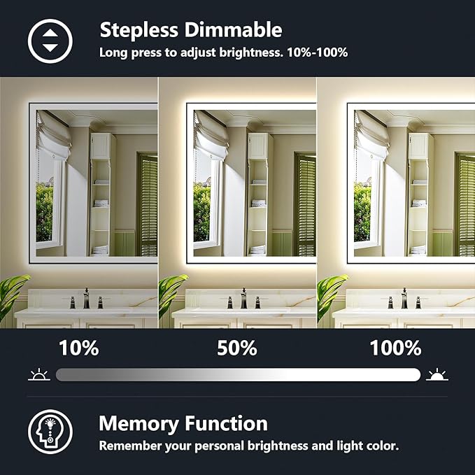 YEELAIT 60x40 Inch LED Bathroom Mirror