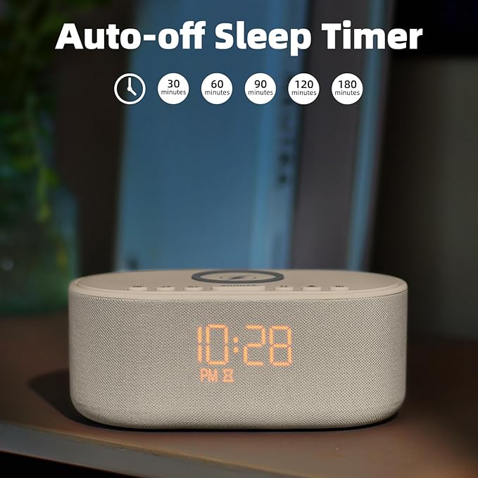 Sound Machine Alarm Clock for Bedrooms: Bluetooth 10W Stereo Sound Speaker