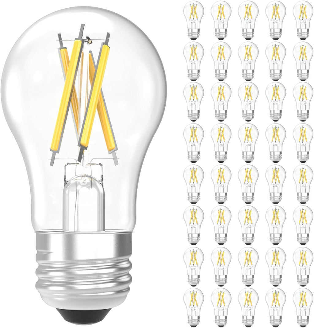 Sunco 40 Pack A15 Light Bulb LED, Edison Style Bulb, Dimmable Vintage Filament