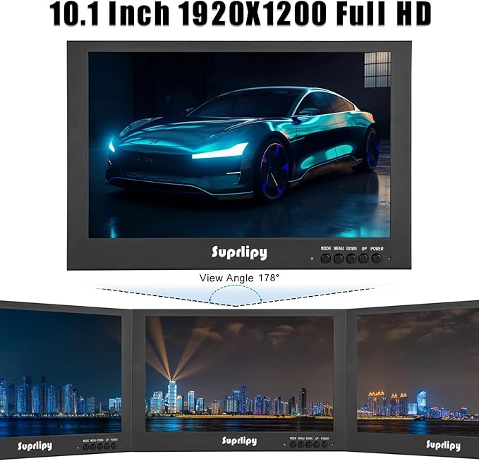 Suprlipy 10.1 Inch Mini Small HDMI Monitor 1920x1200 16:10 IPS Metal Housing