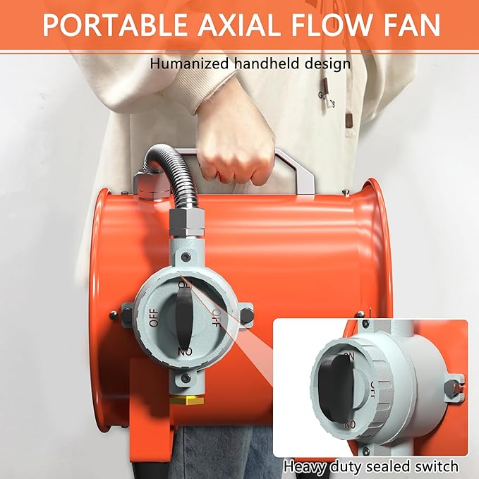 FICBXRA 12 Inch Explosion Proof Fan Portable Utility Blower Extractor Fan