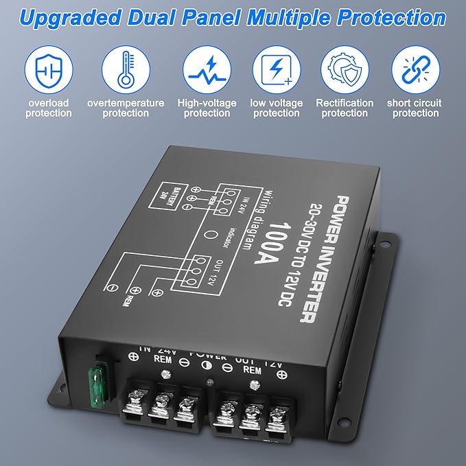 XMSJSIY DC 24V to 12V Step-Down Voltage Converter 100A 1200W DC 20-30V to 12V