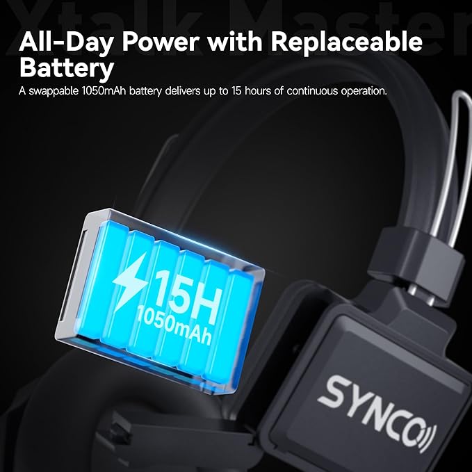SYNCO Xtalk Master Wireless Intercom Headset System, 2 Person 2.4GHz