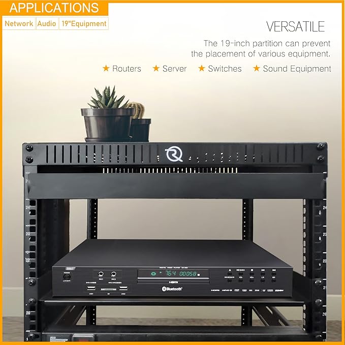 RIVECO 2PCS 1U Rack Shelves, 19” Cabinet Mount 1 U Tray Vented Cantilevers