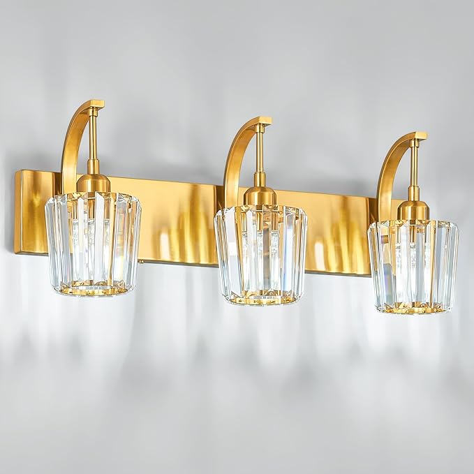 FDPBY Modern Bathroom Vanity Light, 3-Light Gold Wall Sconce