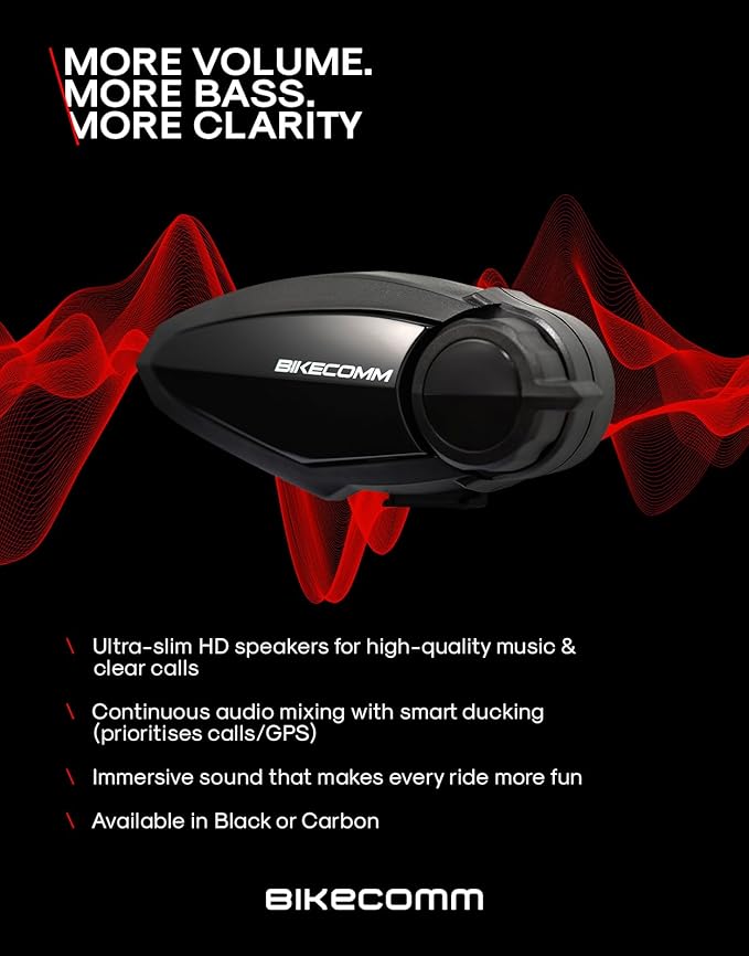 BIKECOMM BK-S2 Motorcycle Bluetooth Headset Intercom – 1200M Range Wireless