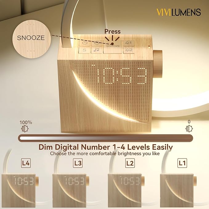 Vivilumens Sunrise Alarm Clock Sound Machine Nightlight, Gradual Wake Up Light