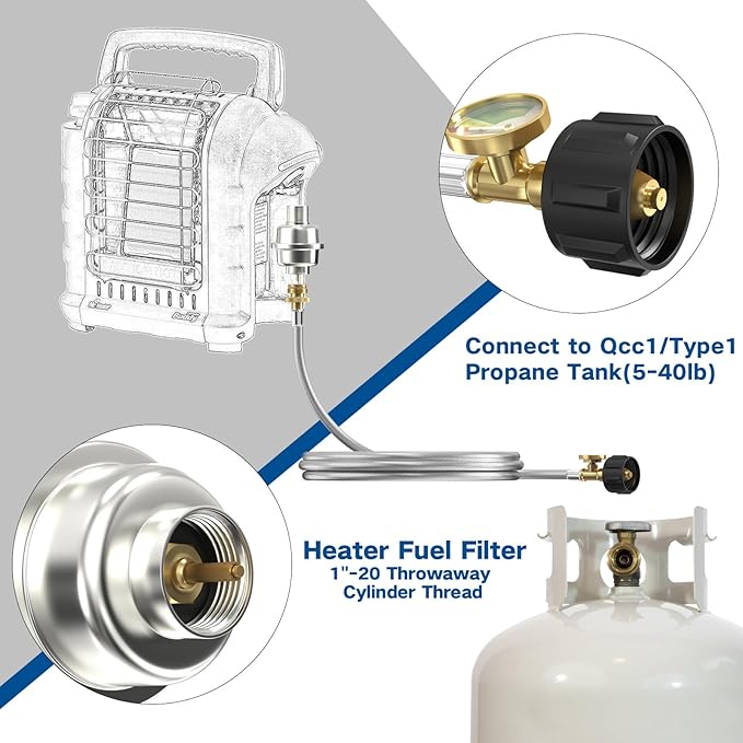 10FT Stainless Braided Propane Adapter Hose