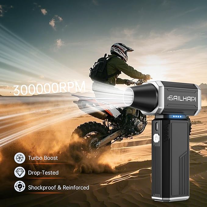 SAILHAPI Compressed Air Duster 300000RPM, Handheld Office Duster Brushless