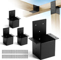 4 Pcs 4x4 Pergola Brackets for Wood Post, Heavy Duty 14 Gauge Post Top Rafter Brackets, Pergola Wall Mount Bracket Kit with Screws Black Deck Railing for Patio Pergola Log Cabin