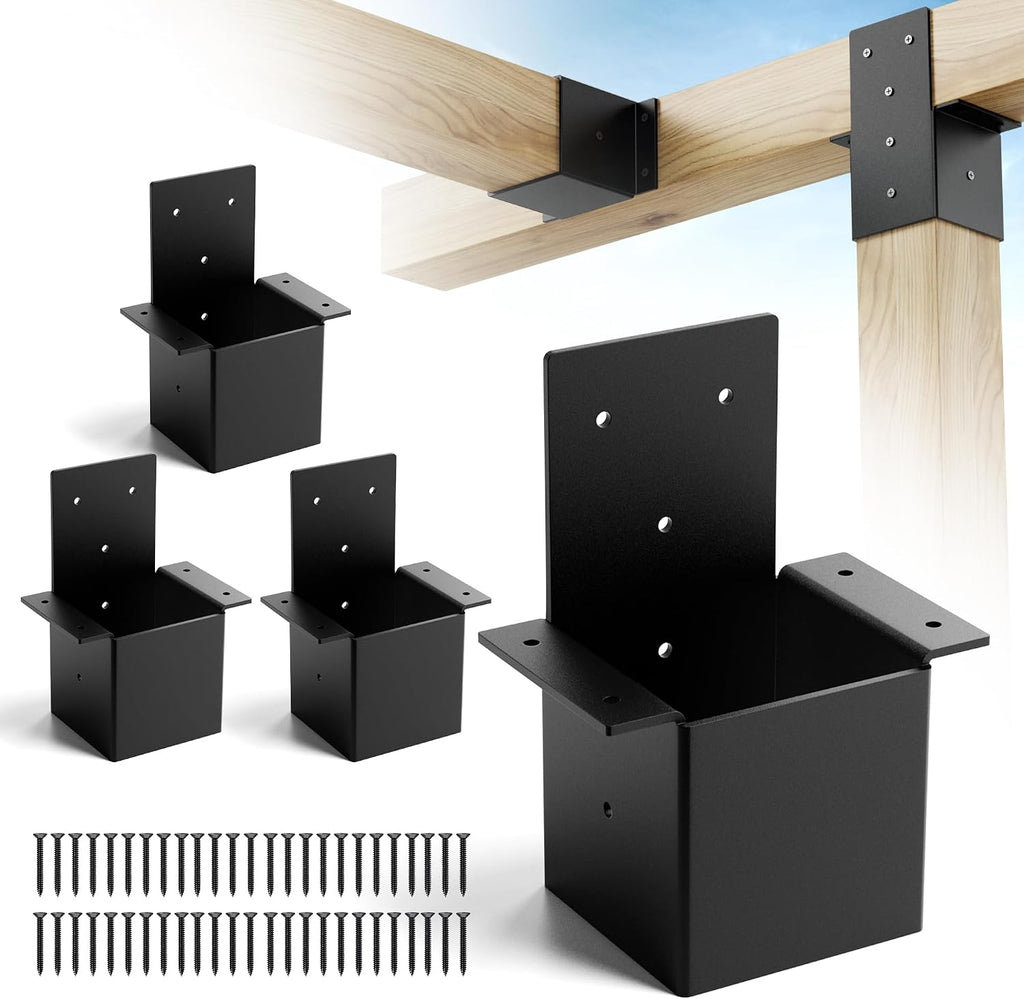 4x4 pergola brackets for wood post, heavy duty shown in use