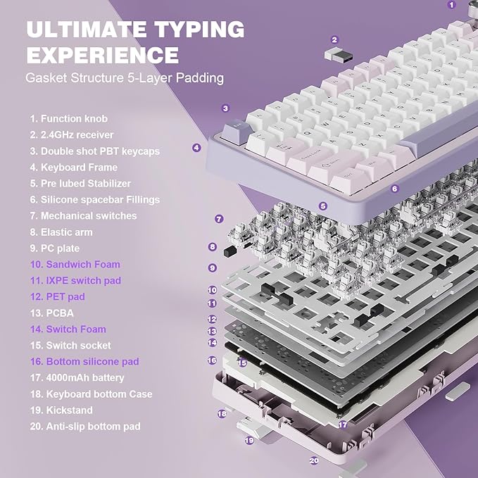 YUNZII B75 PRO Wireless Mechanical Keyboard, 75% Layout