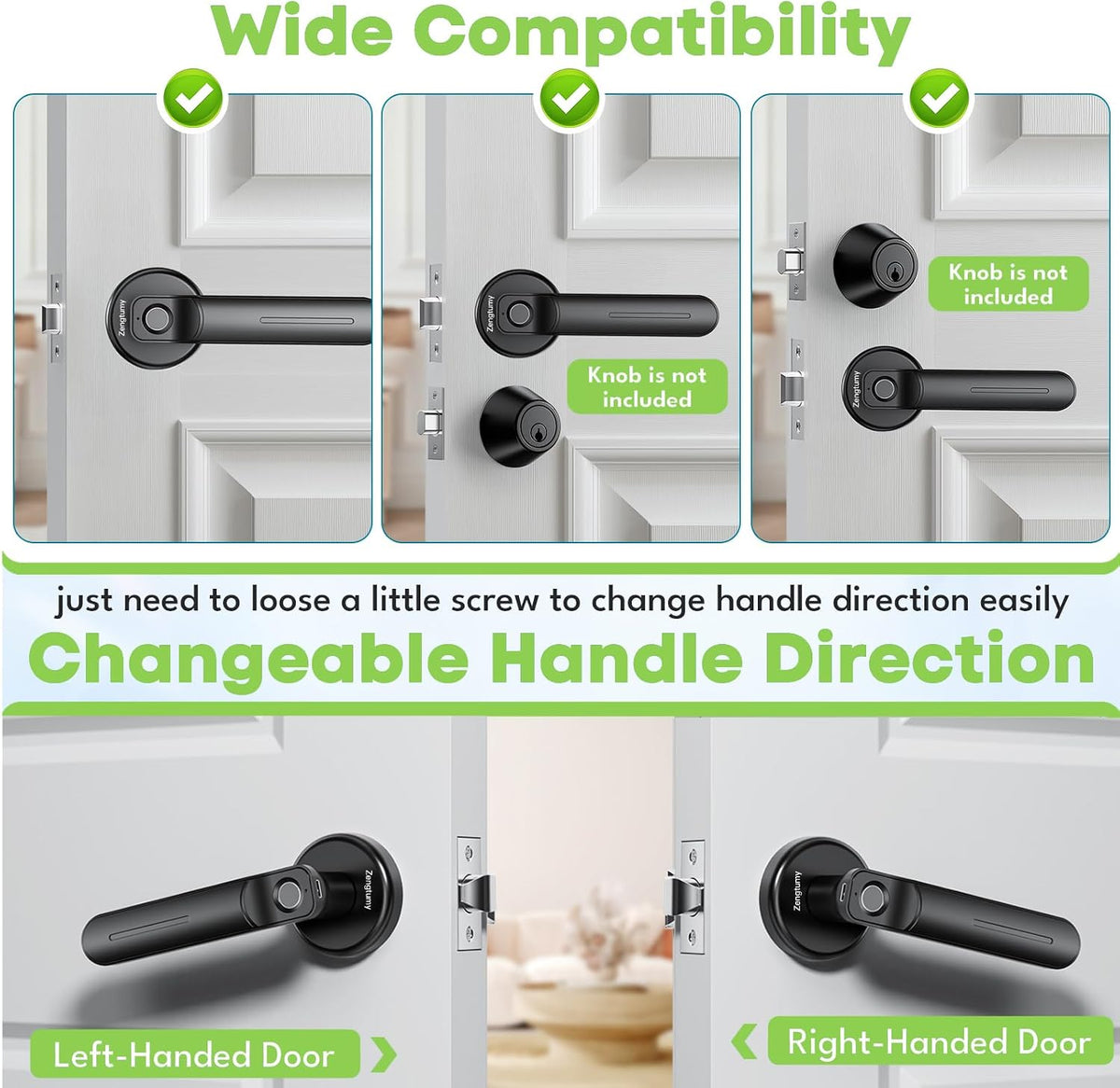 fingerprint door lock with app, fingerprint door knob,door showing dimensions