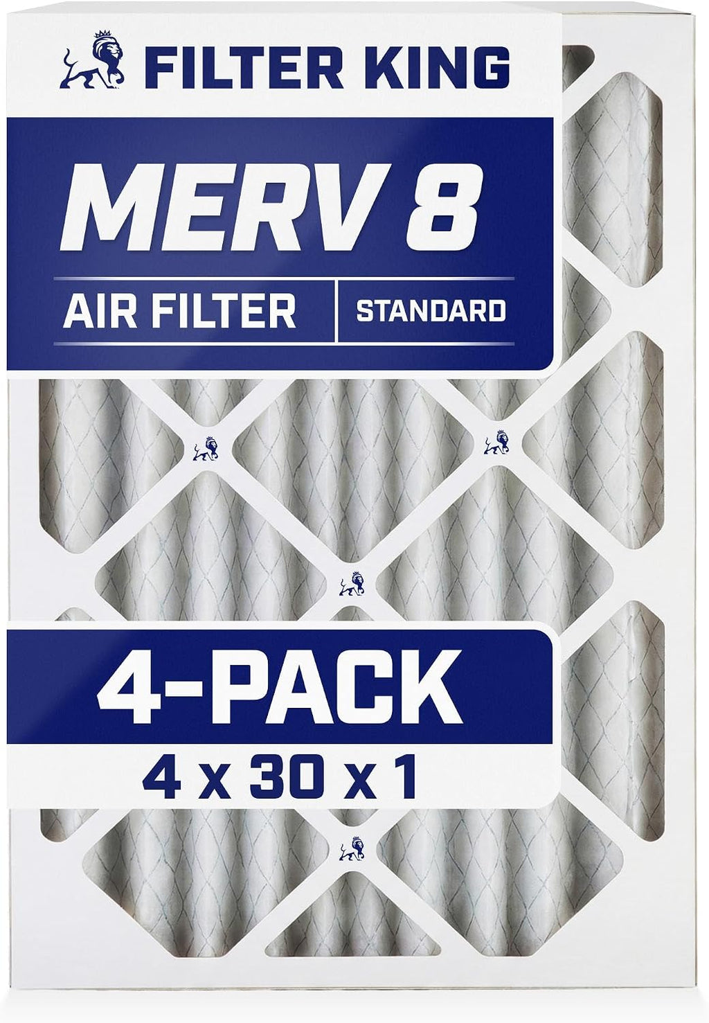 Filter King 4x30x1 Air Filter | 4-PACK | MERV 8 HVAC Pleated A/C Furnace