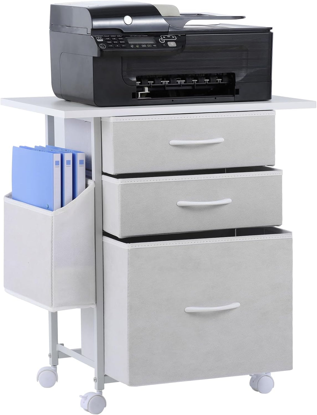 Printer Stand with 3 Fabric Drawer, Mobile File Cabinet