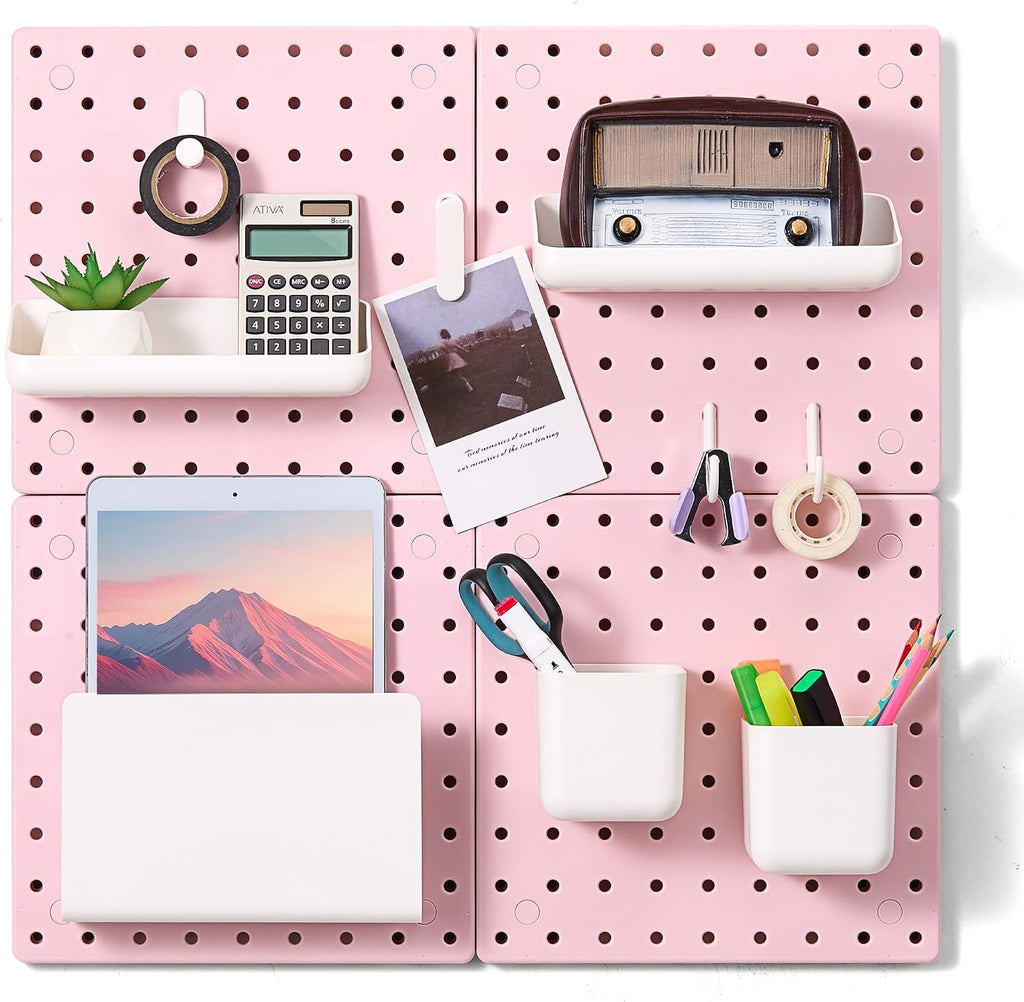 VUSIGN Peg Board Combination Kit 22"x22" Pegboards, Pink