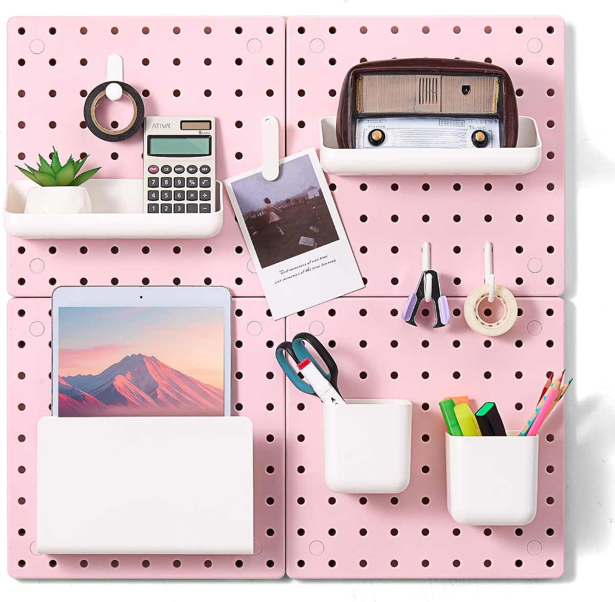 VUSIGN Peg Board Combination Kit 22"x22" Pegboards, Pink