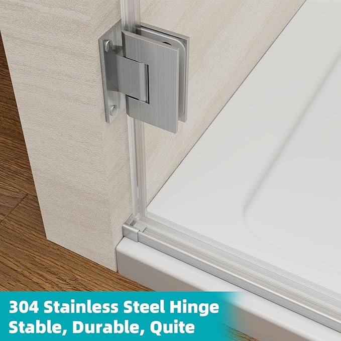 Pivot Swing Shower Door, Adjustable Width 58.9-60" W x 74" H Semi-Frameless