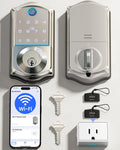 Veise VE017G WiFi Smart Keyless Entry Lock for Front Door, Satin Nickel