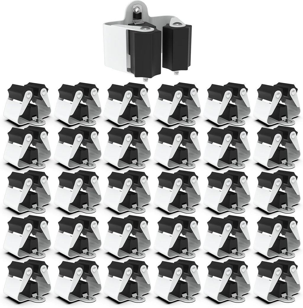 3-H Broom Holder Wall Mount 30 Pack, Stainless Steel Mop Hanger with Screws