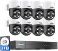 【Human Tracking+300°Pan 90°Tilt】 Hiseeu 4K PoE Security Camera System, Wired (8pcs)