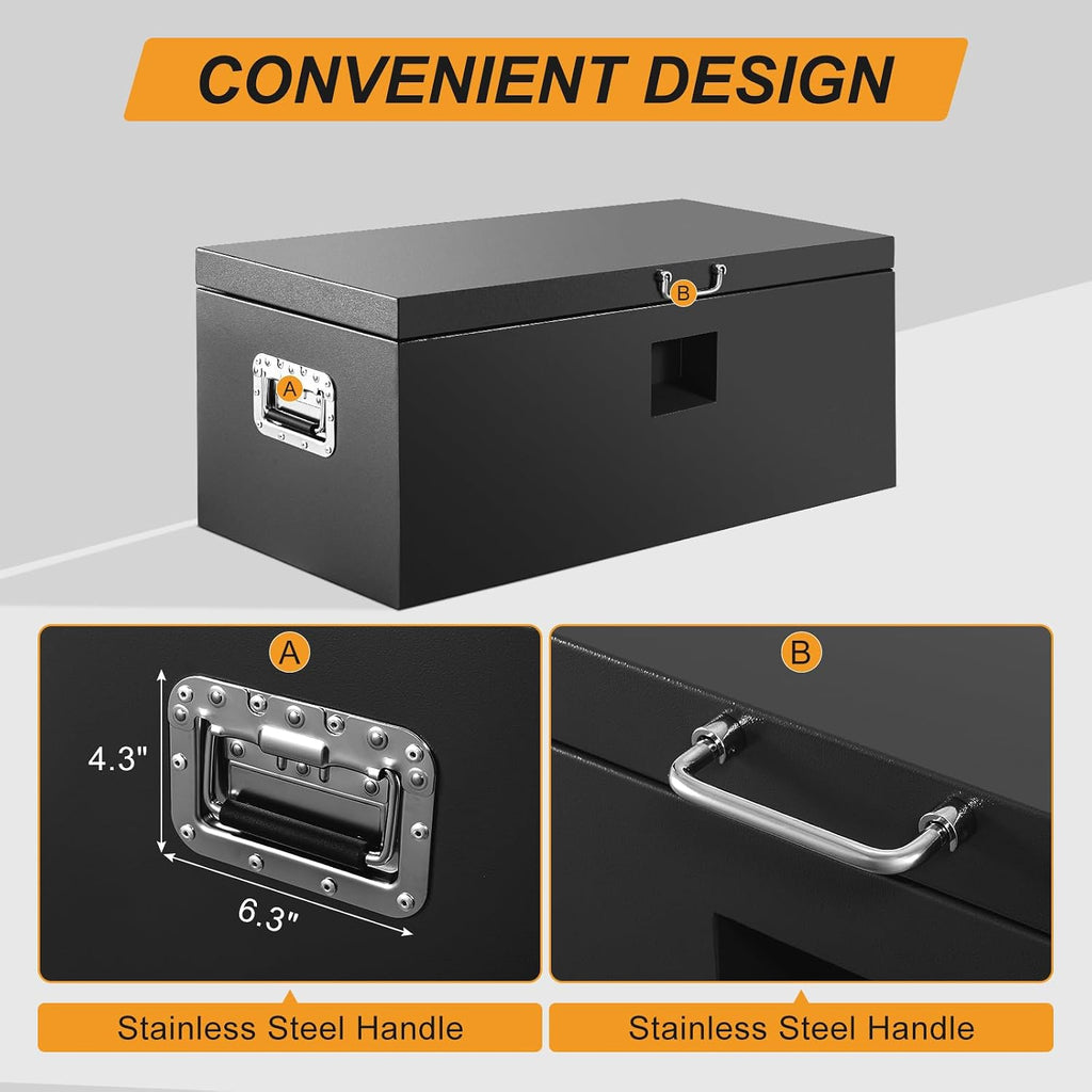 39" Truck Tool Box,Heacy Duty Metal Storage Organizer with Strong locking tongue,Trailer Tongue Box with Safe Hinge, for Truck,Pickup,RV,Garage,Best gift for family and friend,Black Power Coating