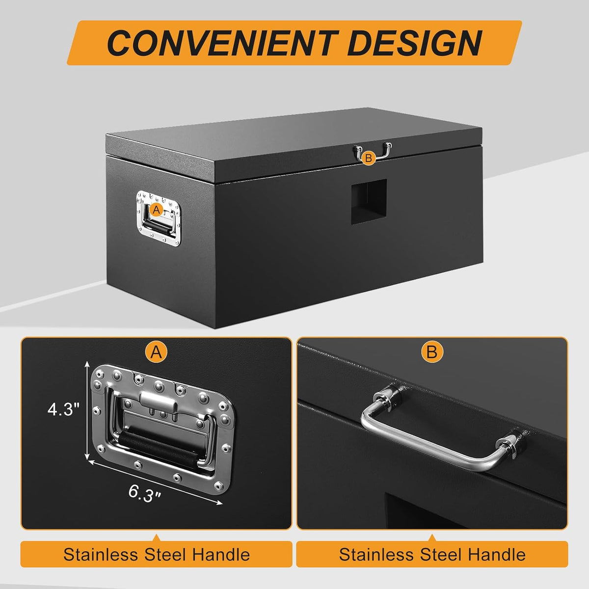 39" Truck Tool Box,Heacy Duty Metal Storage Organizer with Strong locking tongue,Trailer Tongue Box with Safe Hinge, for Truck,Pickup,RV,Garage,Best gift for family and friend,Black Power Coating