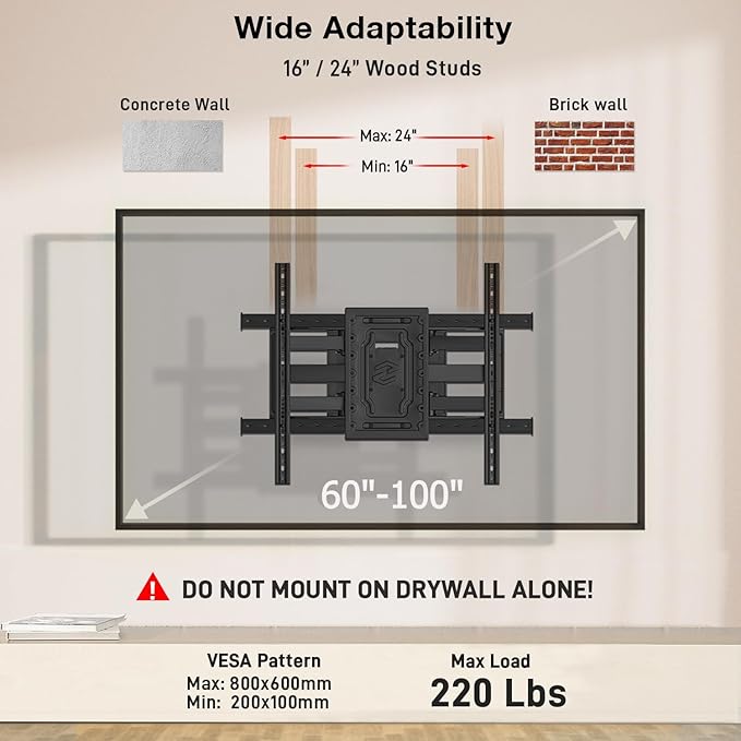 USX MOUNT Heavy Duty Full Motion TV Wall Mount