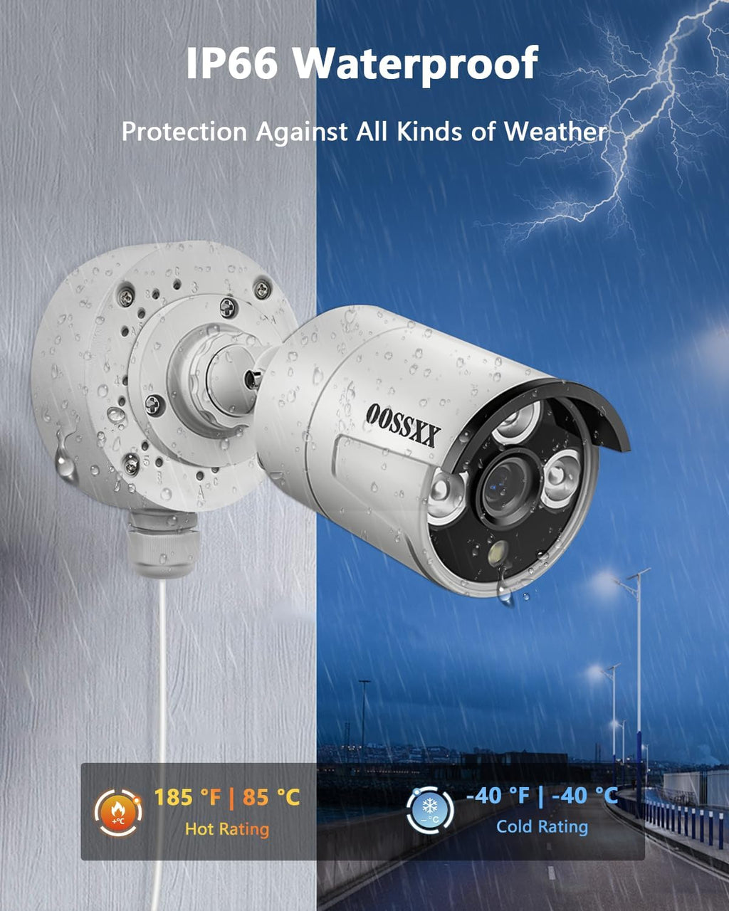 metal aluminum ip66 waterproof bullet security camera junction showing dimensions