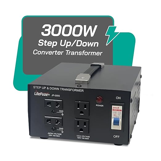 LiteFuze 3000 Watt Japan Voltage Converter Transformer Step Up/Down - 100v to