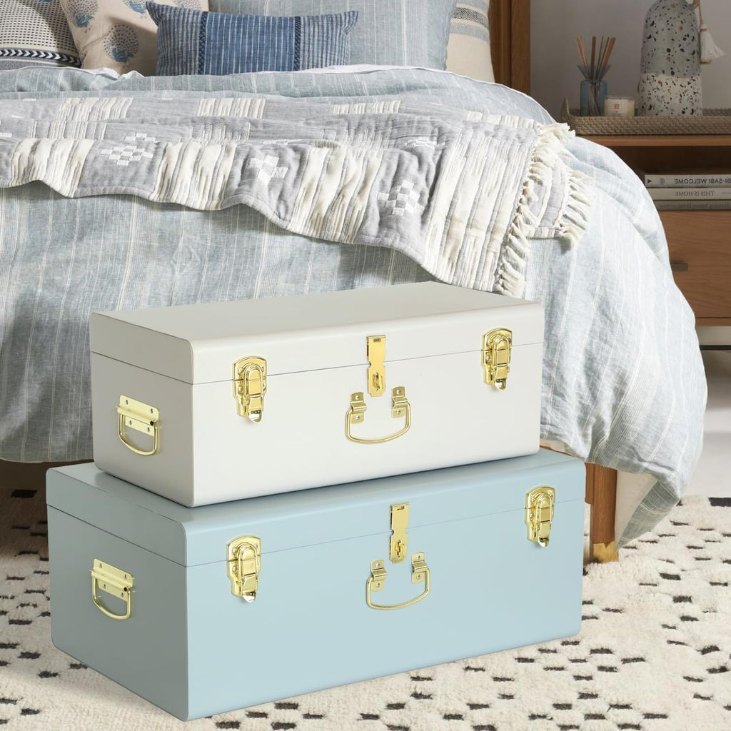 vixdonos decorative large metal box storage trunk chest, package contents