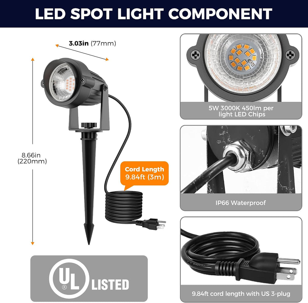 L LOHAS LED Orange Halloween Lights Outdoor Spotlight Dusk to Dawn Plug in