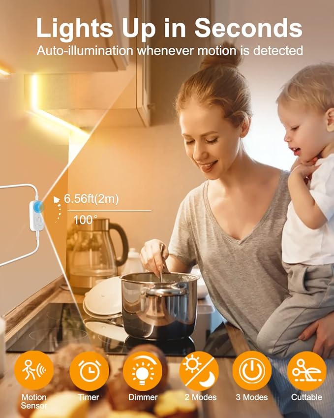 Feuymoent Motion Sensor LED Strip Light