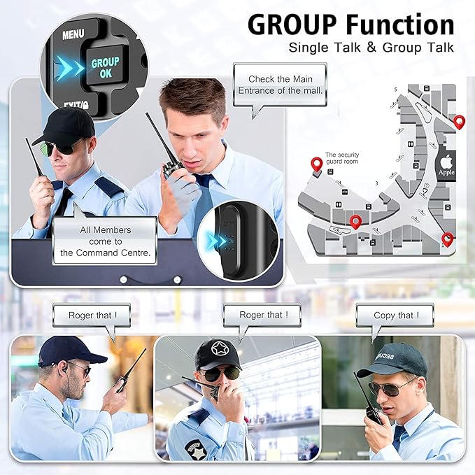 SAMCOM Two Way Radio with Shoulder Speaker Mic, 5W High Power 2 Way Radios Long (4 Packs)